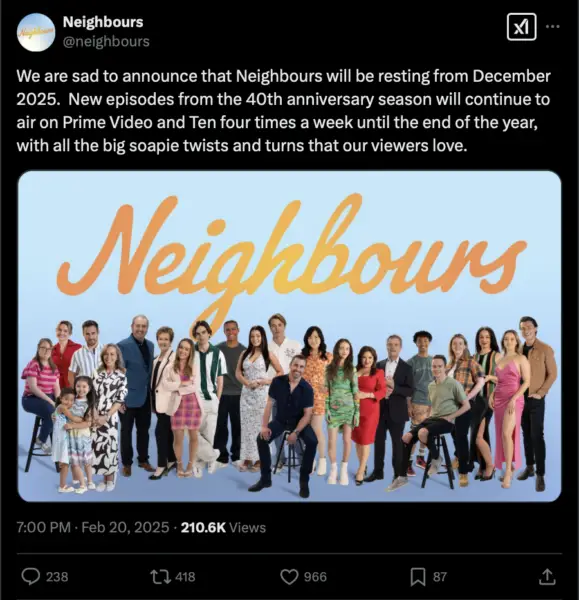 Daily drama news nuggets: aussie soap opera neighbours axed... Again, jeff kober bids adieu to gh, and more